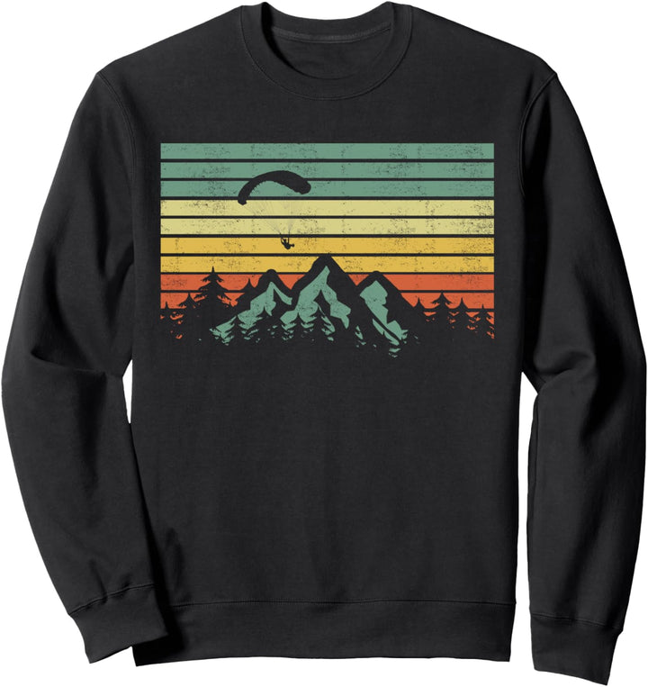 Retro-Gleitschirmfliegen über die Berge Sweatshirt