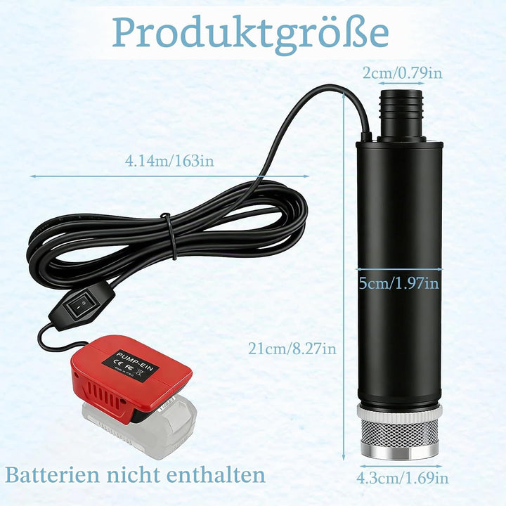 Tragbare Wasserpumpe für Einhell 18V Batterie (Keine Batterie), Akku Tauchpumpe 30L/Min Lift 15FT 12