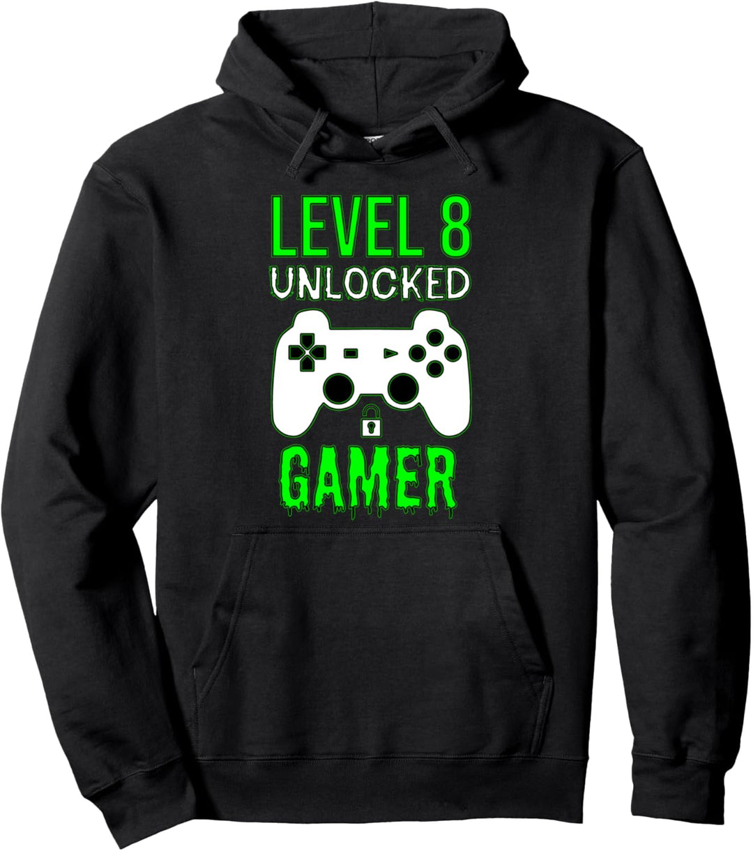 Level 8 Unlocked Gamer - Lustiger Spieler 8. Geburtstag Pullover Hoodie
