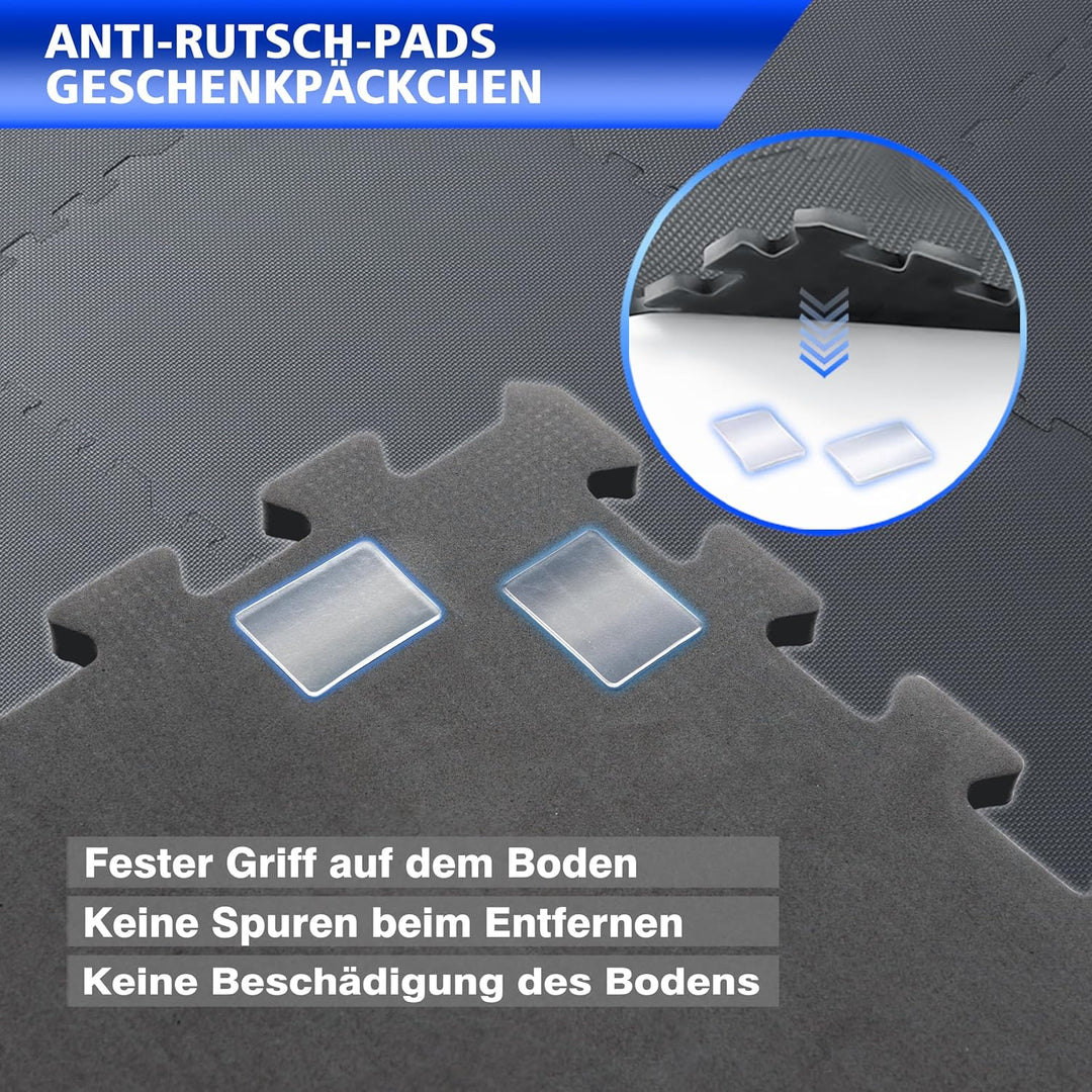 Eva Bodenschutzmatte Fitness 30x30x1cm – Puzzlematte rutschfest & stossdämpfend – 108 Stück grau – B