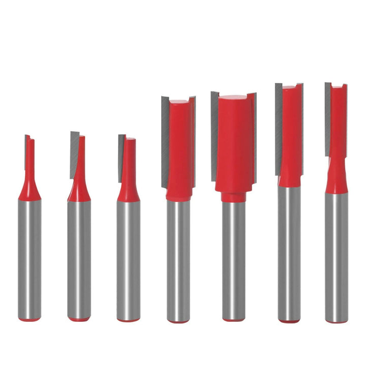 7 Stück Bündigfräser Bits Doppelflöte Gerade Oberfräser 6mm Schaft Fräser für Holzbearbeitung Schlit