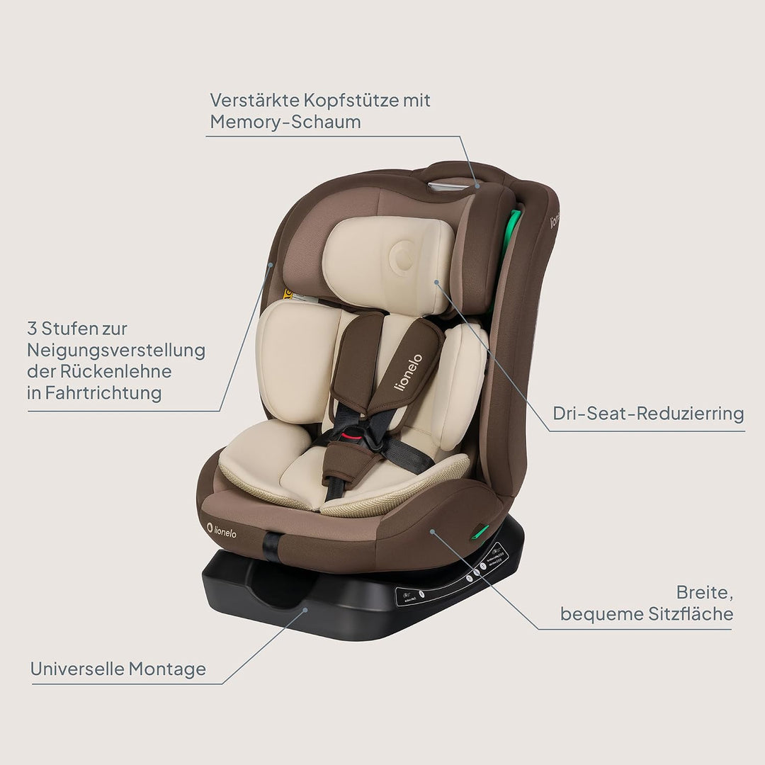 Lionelo Aart i-Size Kinderautositz Gruppe 0/1/2/3, 40-150 cm, 0-12 Jahre, Universelle Gurtmontage, V