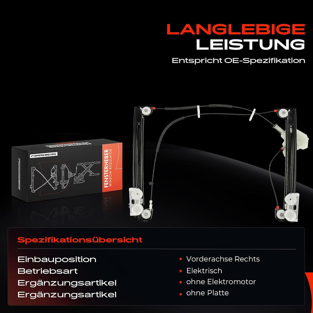 Frankberg Fensterheber Vorne Rechts Kompatibel mit M-i-n-i R50 R52 R53 Coo-per One Works Schrägheck