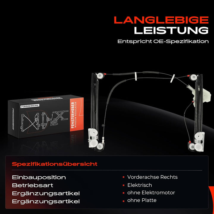 Frankberg Fensterheber Vorne Rechts Kompatibel mit M-i-n-i R50 R52 R53 Coo-per One Works Schrägheck