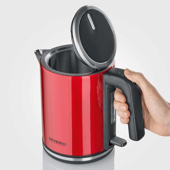 SEVERIN Wasserkocher 1L, elektrischer Wasserkocher mit Wasserstandsanzeige, Kalkfilter, XXL-Öffnung,