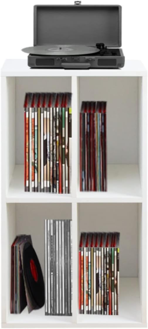 Schallplattenschrank - Aufbewahrung von Schallplatten - Plattenspielermöbel - weiss