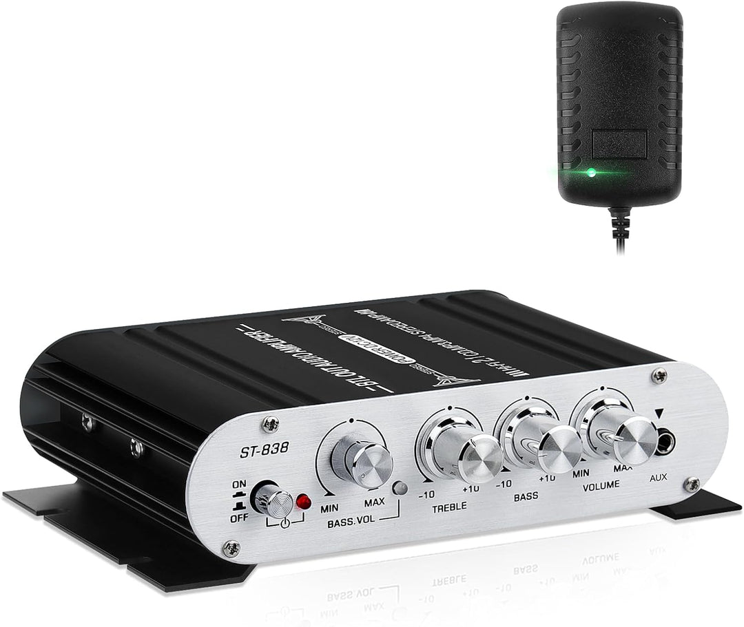 HiFi Audio Verstärker,2.1CH Stereo Verstärker,RMS 20Wx2+40W ST-838 mit Subwoofer Ausgang KlasseD Min