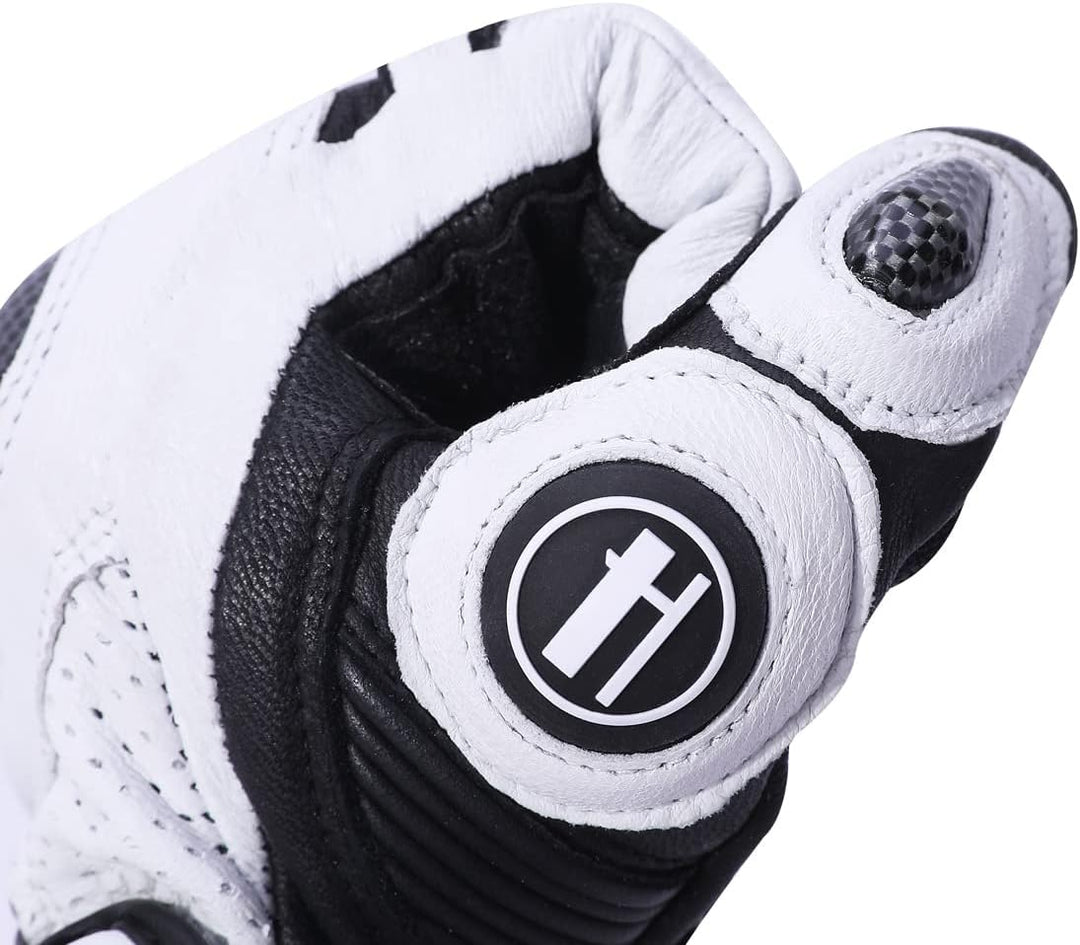 Harssidanzar Motorradhandschuhe aus Leder für Männer und Frauen,Touchscreen Powersports Carbon Fiber