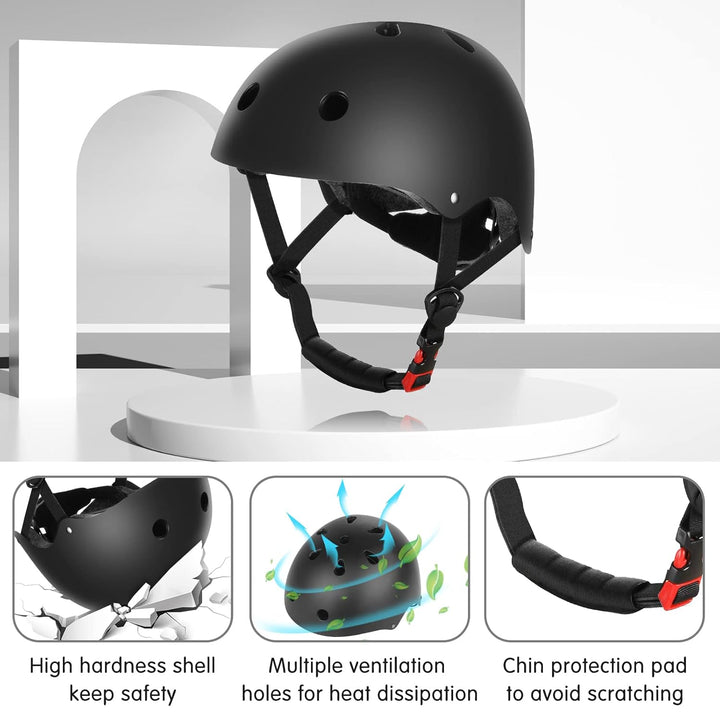 WayEee Knieschoner Kinder mit Helm, Schonerset Kinder 3-10 Jahre, Knieschützer Inliner Kinder Schutz