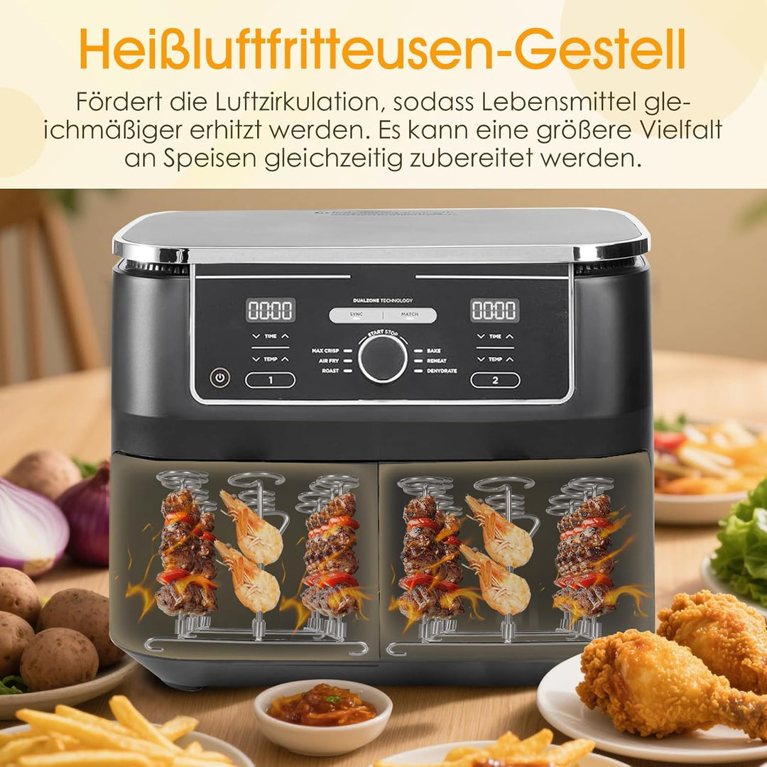 2×304 Edelstahl Heissluftfritteuse Spiessen Grillrost für Ninja Foodi AF500EU/ AF400 EU/AF300EU/SL40