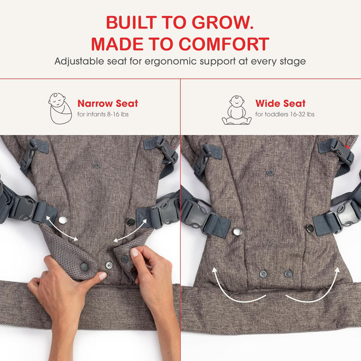 You+Me 4-in-1 Babytrage mit 3D-Cool Mesh – Für Neugeborene ab 3,6kg und Kleinkinder bis 14,5kg Grau,