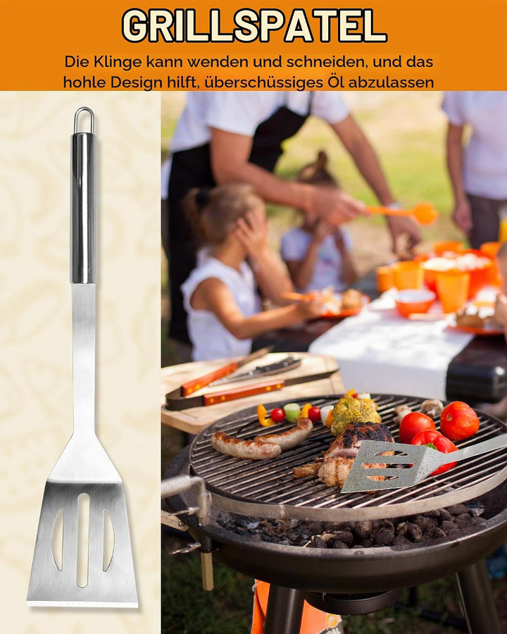 5PCS Edelstahl Grillset für Geschenk - BBQ Grillbesteck Set Edelstahl Grillzubehör-Set Grillset Für