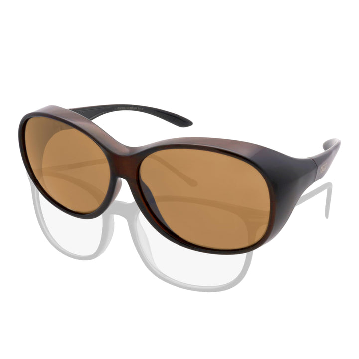 ActiveSol Überzieh-Sonnenbrille Mega | Grosse Überziehbrille für Brillenräger | polarisiert Braun, B