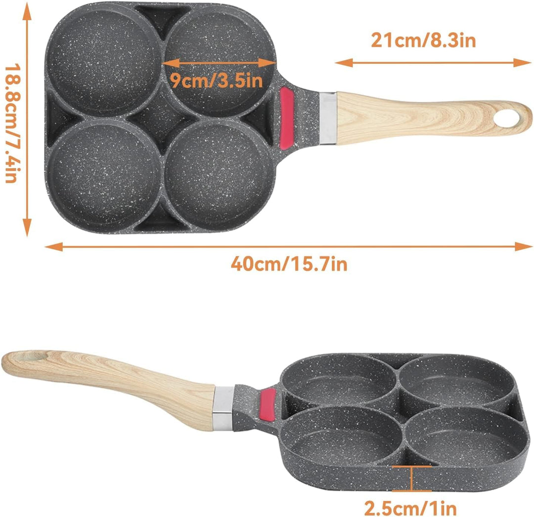 HERCHR 4 Eier Pancake Bratpfanne, Pfannkuchenpfanne Für Gasherd Und Induktionsherd, Spiegelei Burger