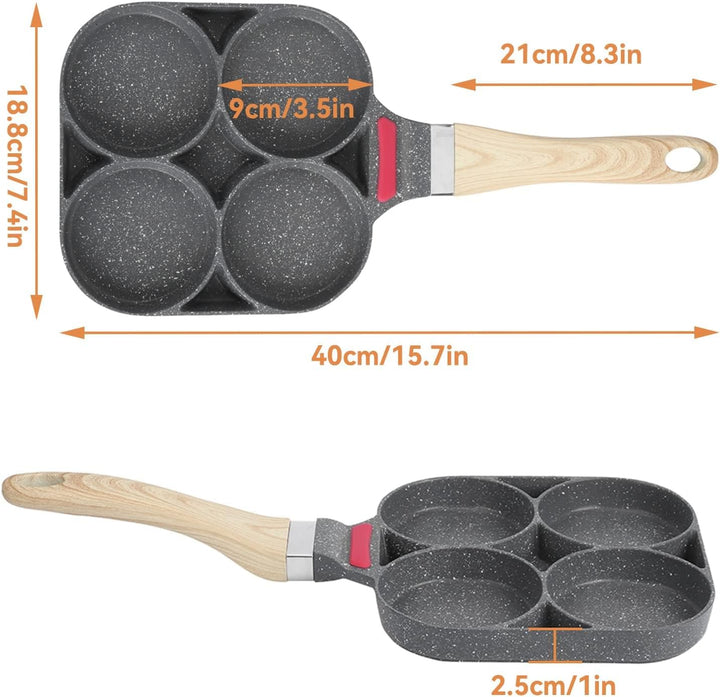HERCHR 4 Eier Pancake Bratpfanne, Pfannkuchenpfanne Für Gasherd Und Induktionsherd, Spiegelei Burger