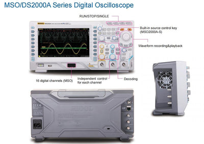 RIGOL DS2102A Digitaloszilloskop, 2 Kanäle, 100MHz, 2Gsa/s, 56Mpts, 52000wfms/s, freie Trigger und D