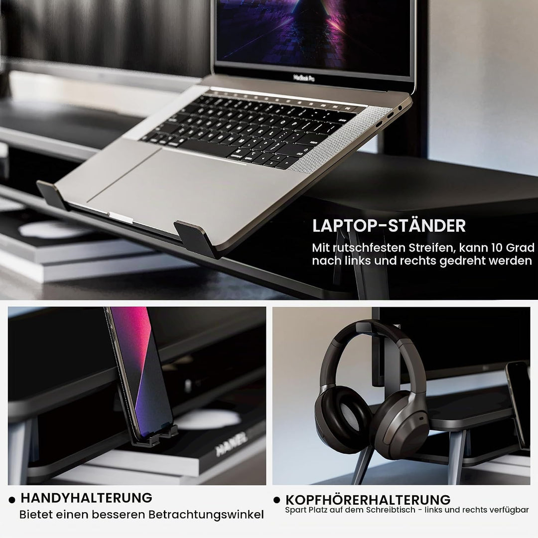 Fenge Dual Monitorständer mit Laptop Halterung/Telefon Halter/Headset Halterung, 2 Etagen Gross Mult