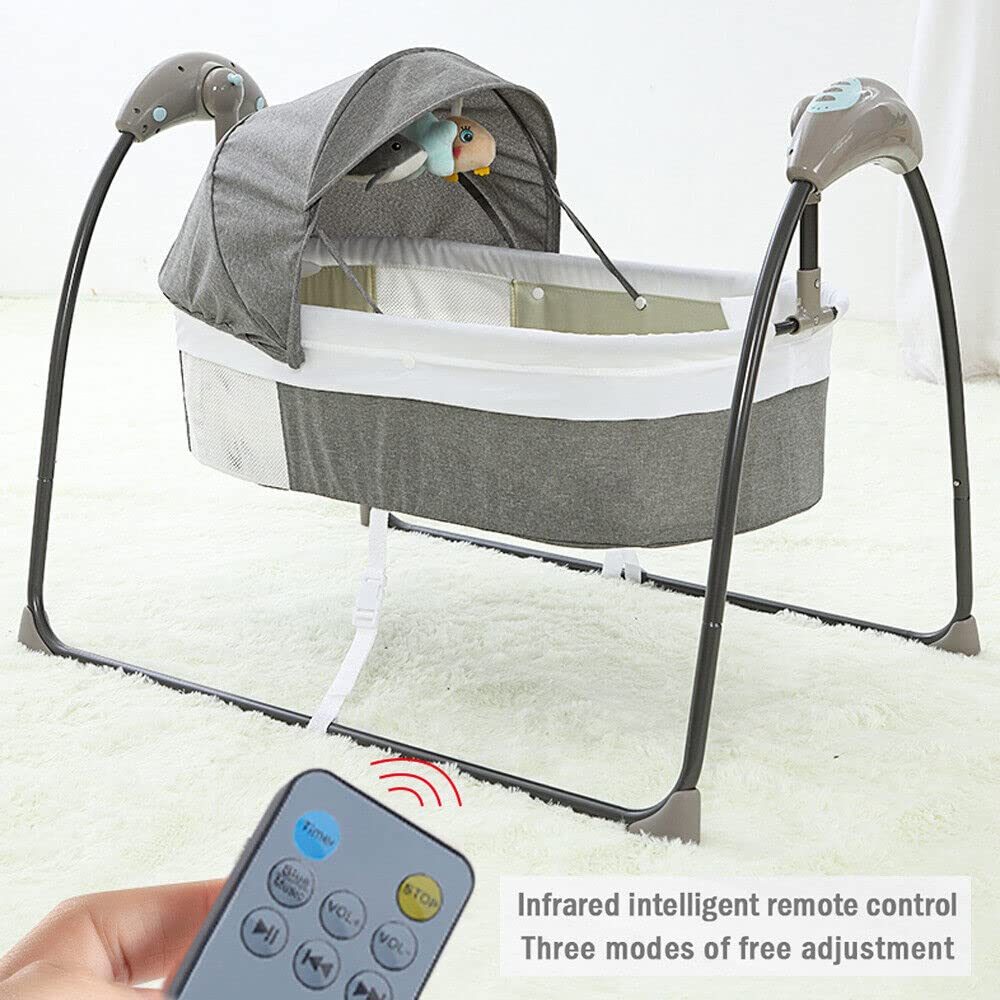 Babyschaukel, Tragbare Babywippe mit Fernbedienung Elektrisch Baby Wippe Schaukel 5 Schaukelgeschwin