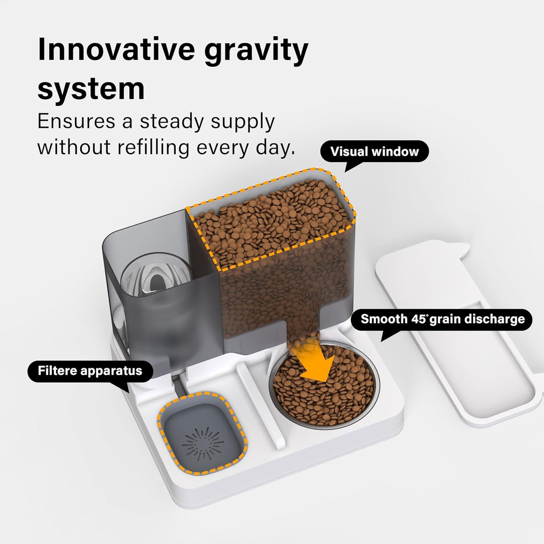 2 in 1 Automatischer Katzen-Futterspender All in One Auto Feeder Futter- und Wasserspender, Haustier