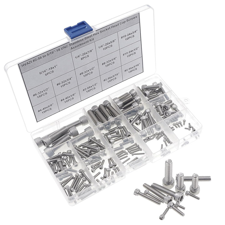 HVAZI #2-56 bis 5/16 Zoll 18 UNC Edelstahl Innensechskantschrauben Sortiment Kit