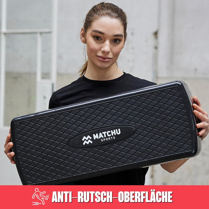 MATCHU - Steppbrett Höhenverstellbar für Fitness - Einstellbar in 9 und 14 CM - Höchstgewicht: 200 K