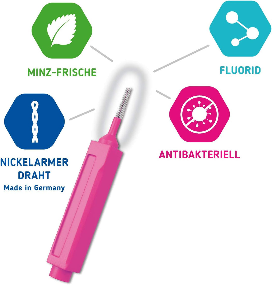 Interdentalbürsten Pink von MARA EXPERT | 0,4mm ISO 0 extra fein| 6 x 14 (=84) Interdentalbürsten-Bü