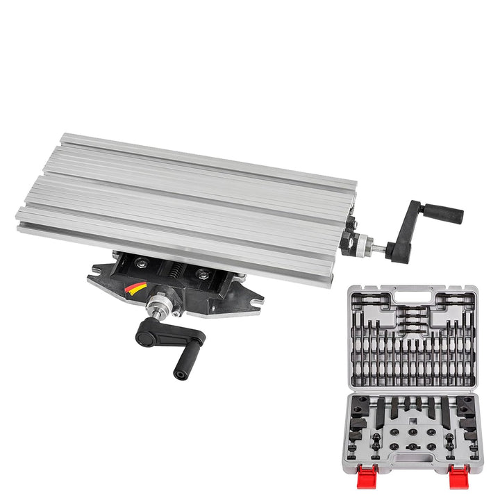 WABECO 2-Achsen Koordinatentisch K400 400 x 180 mm mit Spannpartzen Satz 58-teilig Kreuztisch Bohrti