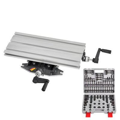WABECO 2-Achsen Koordinatentisch K400 400 x 180 mm mit Spannpartzen Satz 58-teilig Kreuztisch Bohrti
