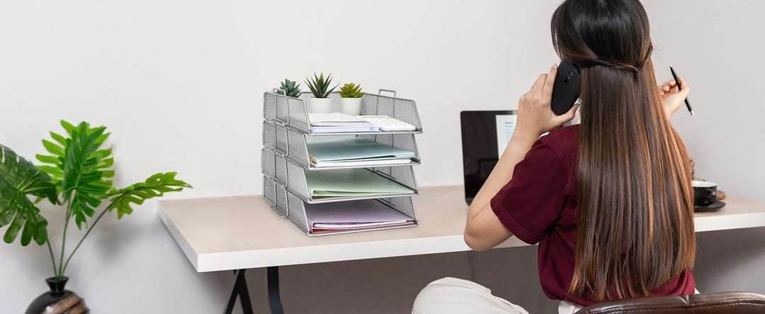 EXERZ Briefablagen 4tlg/ Papiersortierer/Schreibtisch multifunktionaler Organiser/Dateihalter für Bü