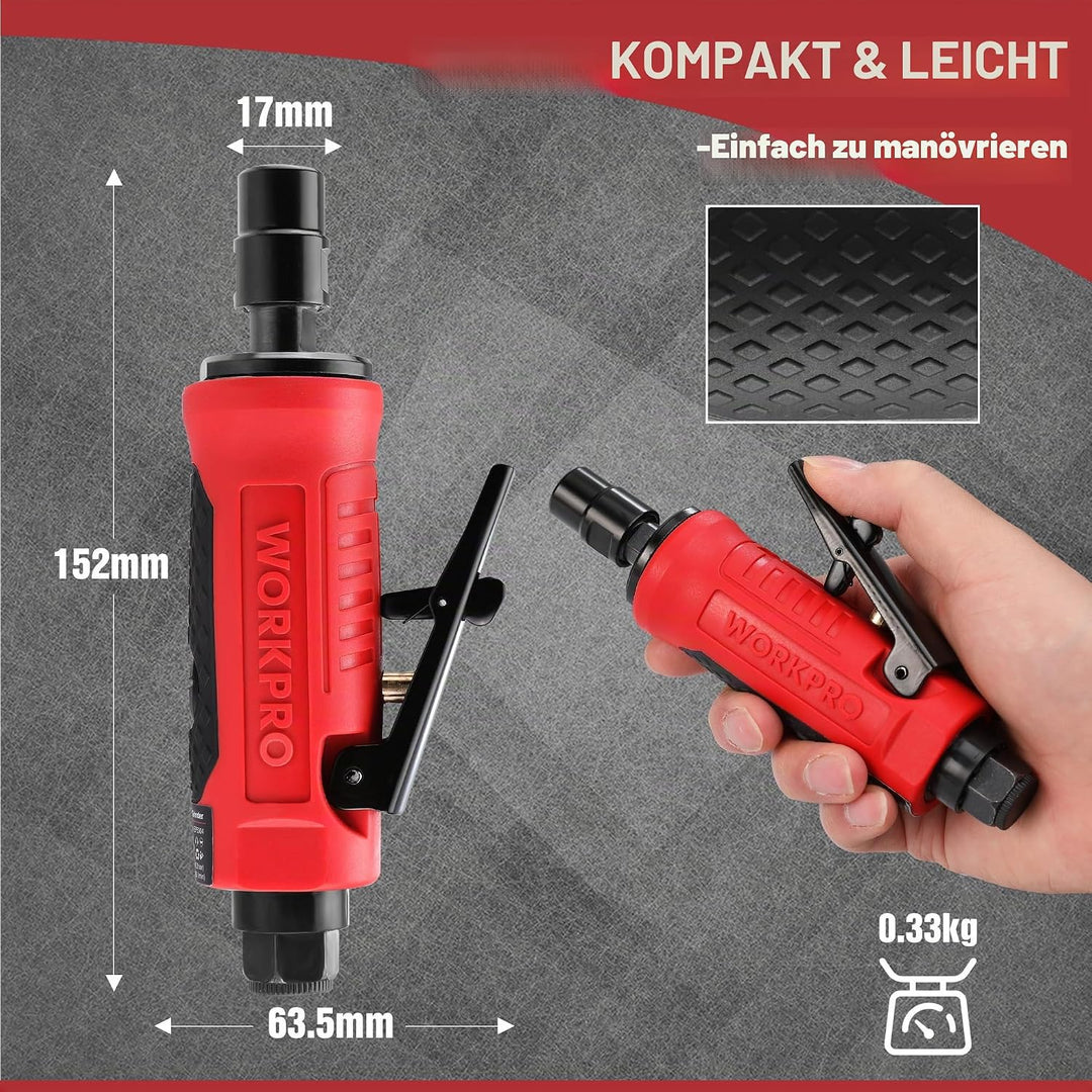 WORKPRO Druckluft-Stabschleifer gerade Ausführung Druckluftschleifer 1/4" (6,3mm) Multifunktionswerk