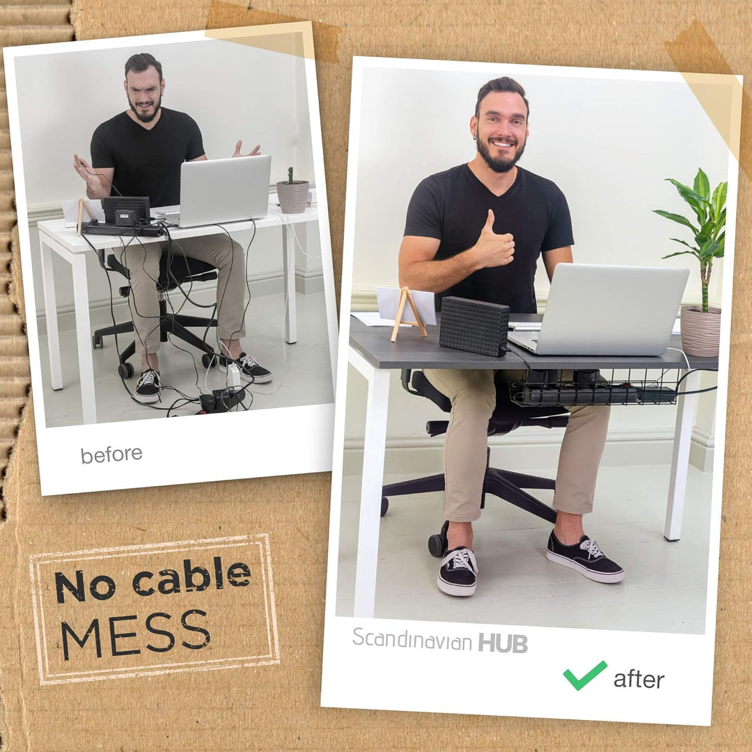Scanfield Kabelwanne Untertisch – Kabelmanagement für Schreibtisch, Kabel Organizer & Kabelhalter zu