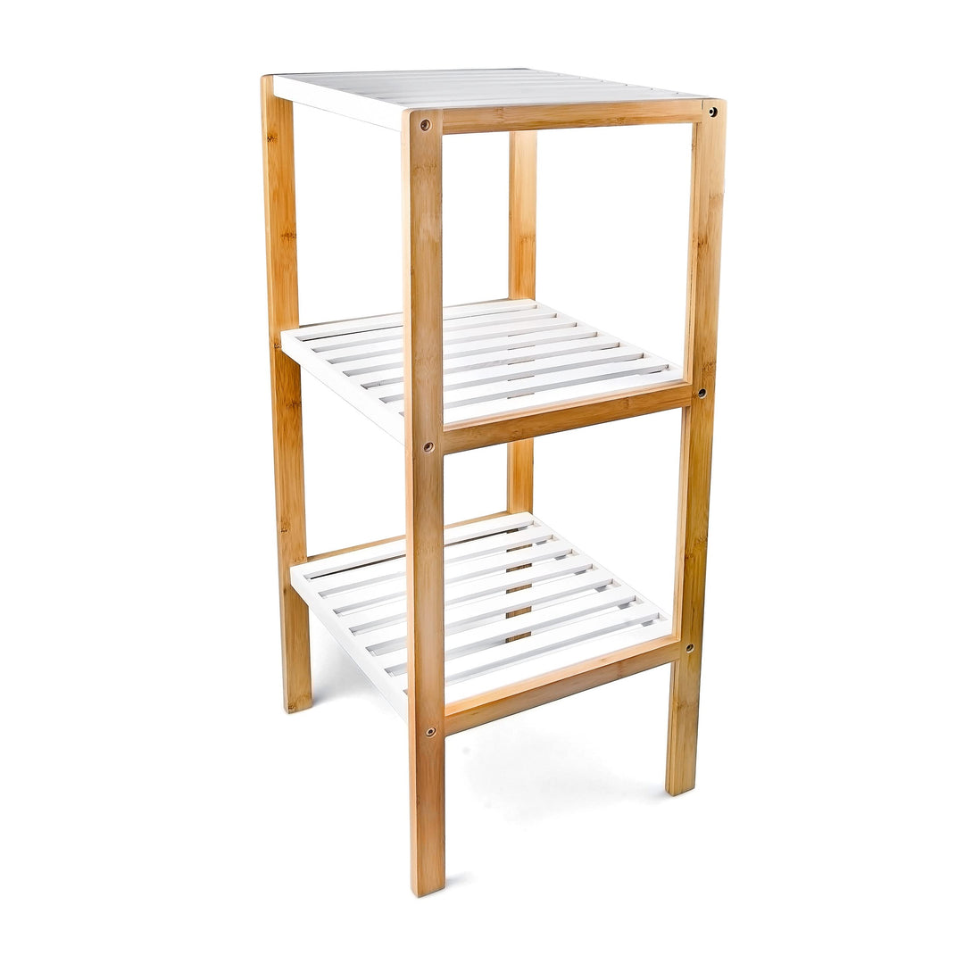 Relaxdays Regal, Bambus, Weiss, 80 x 33 x 34 cm regal Single, regal Single