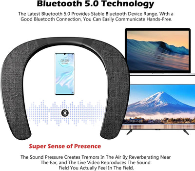 Smaloyd Bluetooth Lautsprecher Tragbarer, Wireless-Neckband-Lautsprecher,Theater Stereo Surroud Ton,