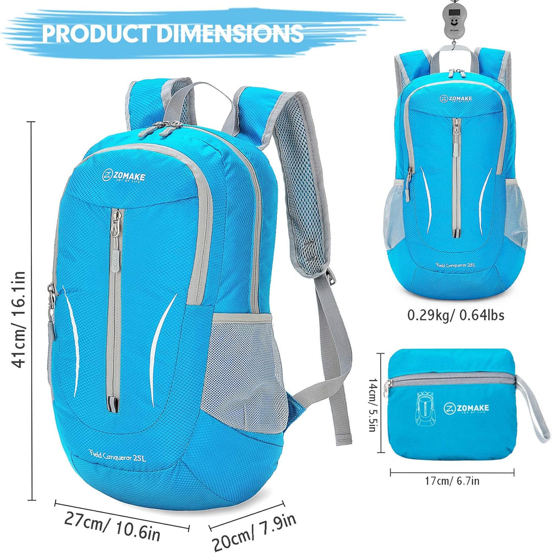 ZOMAKE Ultraleicht Faltbarer Rucksack - Packbare Backpacks 25L,Kleiner Faltbar Rucksäcke Wanderrucks