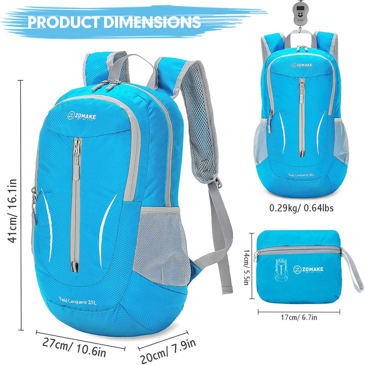ZOMAKE Ultraleicht Faltbarer Rucksack - Packbare Backpacks 25L,Kleiner Faltbar Rucksäcke Wanderrucks