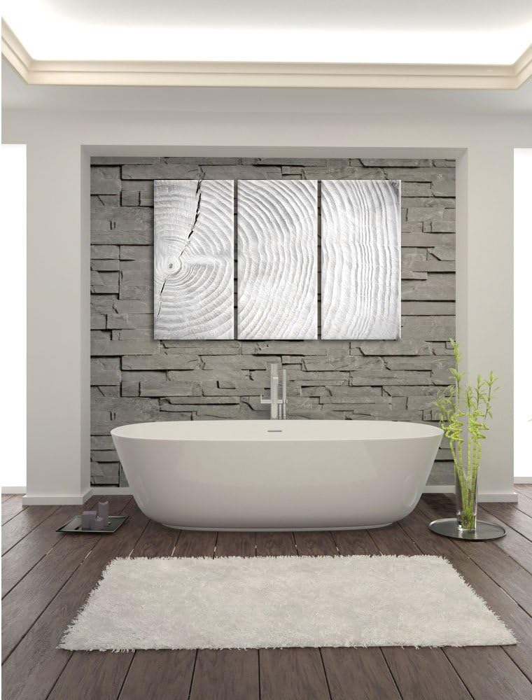 Pixxprint Baumstamm Jahresringe als Leinwandbild/Grösse: 3 Teilig (120x80) cm/Wandbild/Kunstdruck/fe