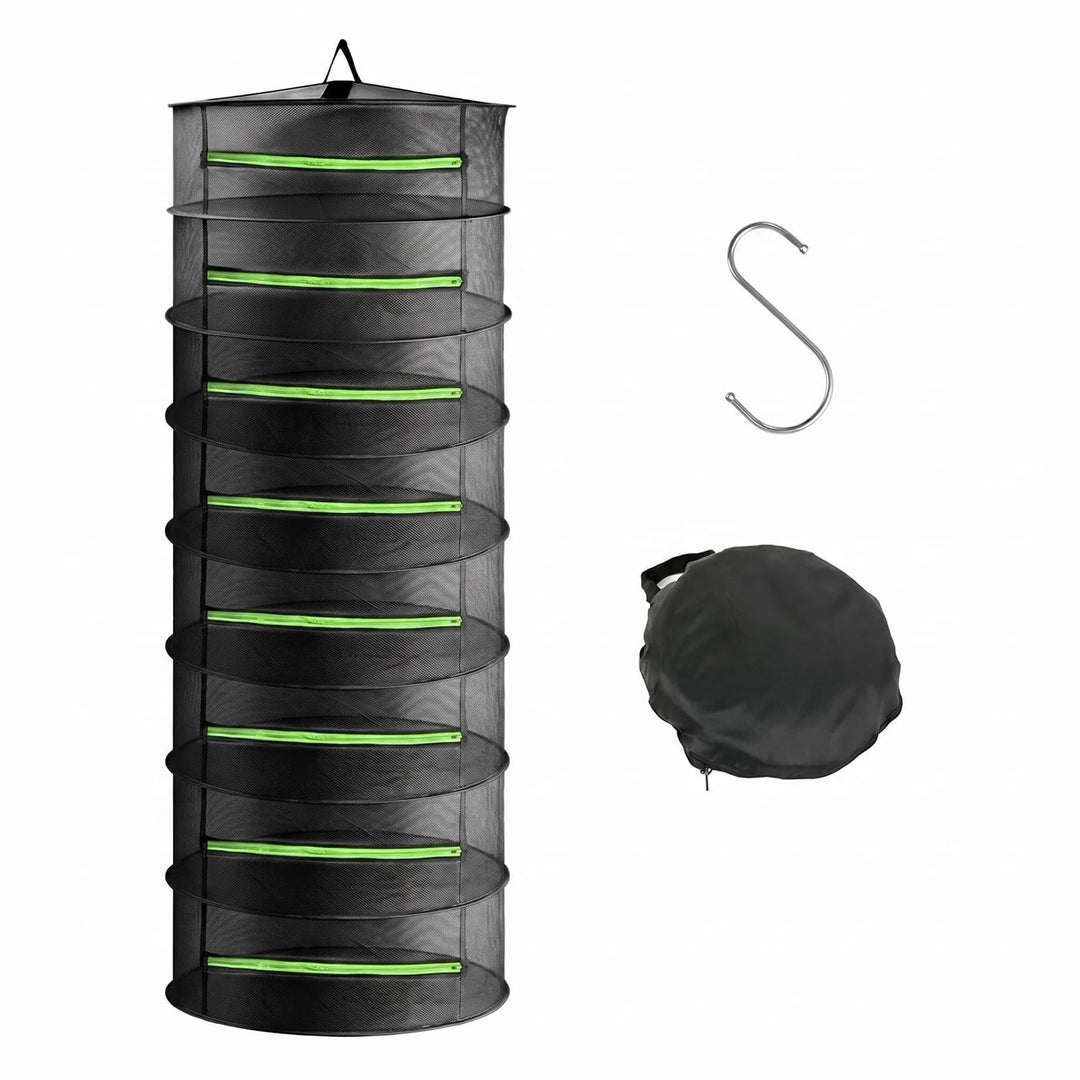 8 Lagiges Trockennetz Kräuter 60 cm, Faltbarer Kräutertrockner Hängend | Atmungsaktives Mesh mit Rei