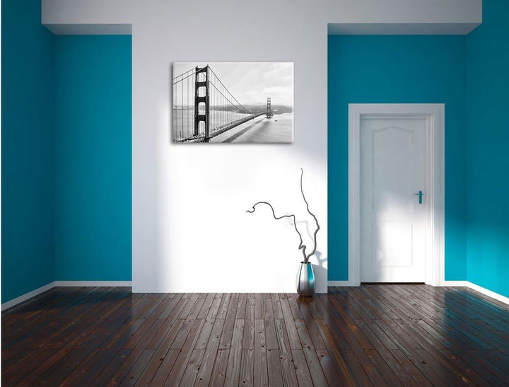 Pixxprint Golden Gate Bridge, San Francisco / 100x70cm Leinwandbild bespannt auf Holzrahmen/Wandbild