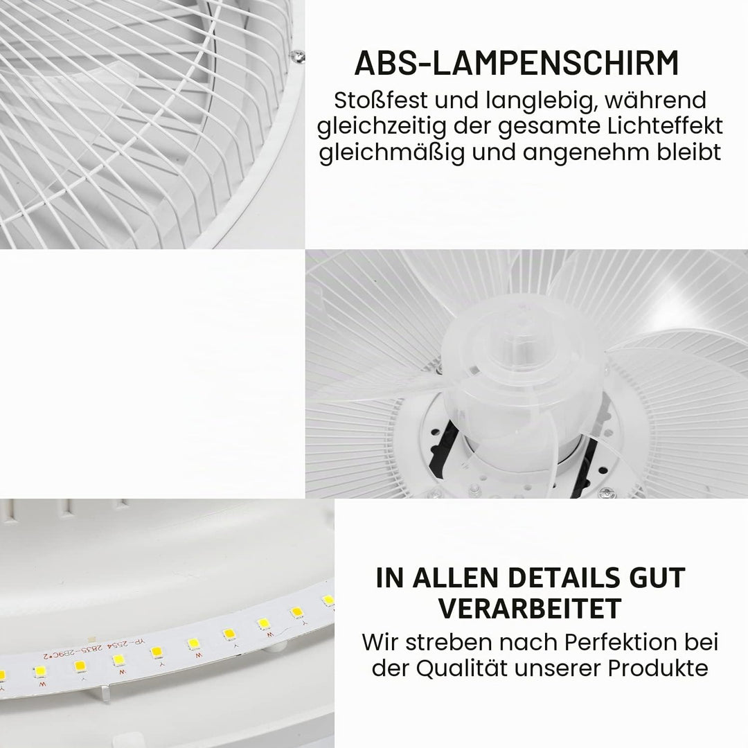 Deckenventilator mit Beleuchtung 80W, 55CM LED Dimmbar Ventilatorlicht mit Fernbedienung und APP, 6