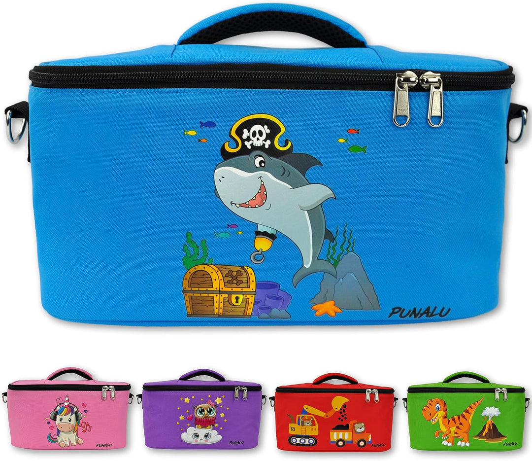 PUNALU Tasche für Toniebox, Platz für 30 Tonies, Ladegerät und Kopfhörer Toniebox Tasche (Hai hellbl