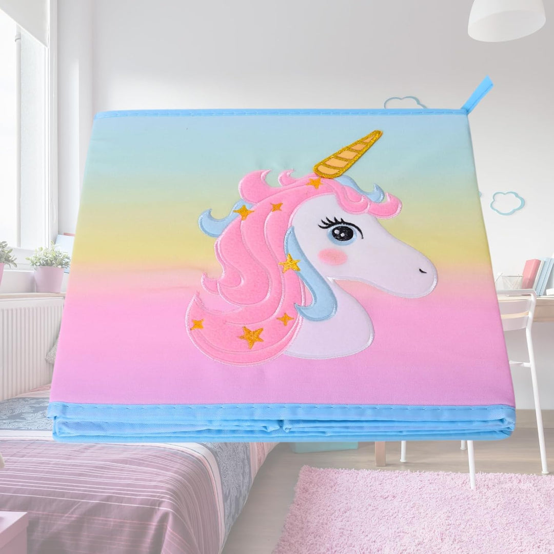 TE-Trend Einhorn Motiv Regal Aufbewahrungsbox Kinder Kinderzimmer Faltbox Aufbewahrungskorb bestickt