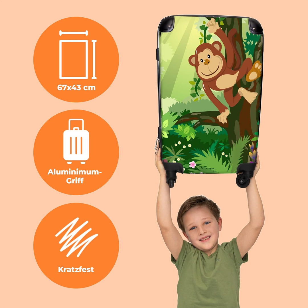 NoBoringSuitcases.com® Koffer gross Trolley Rollkoffer Reisekoffer mit 4 Rollen Fotokoffer - AFFE -