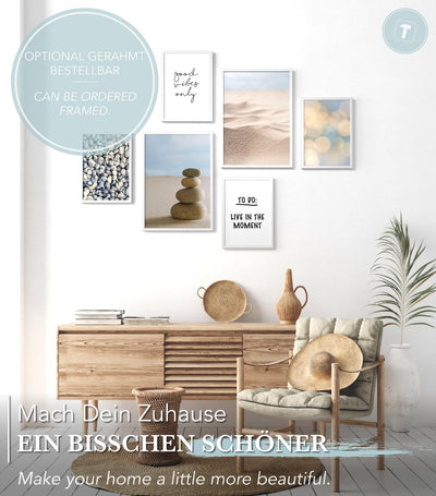 Papierschmiede® Mood Poster Set Meditation, Deko Bilder Wohnzimmer, 2x DIN A3 (ca. 30x42) und 4x DIN