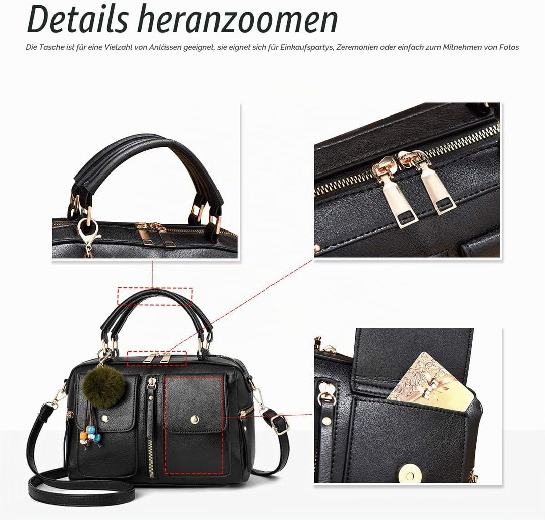 NICOLE &amp; DORIS Damen Mode Handtaschen Modestil Kunstleder Tasche Reissverschluss Umhängetasche Damen