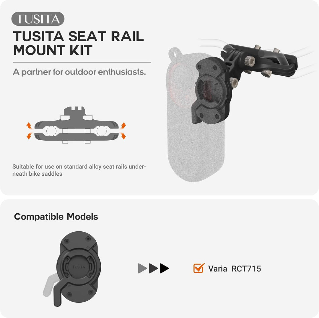 TUSITA Sitzschienen Halterung Kit Kompatibel mit Garmin Varia RCT715 Fahrrad Radar Varia RCT715 Halt