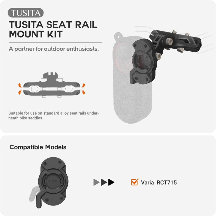 TUSITA Sitzschienen Halterung Kit Kompatibel mit Garmin Varia RCT715 Fahrrad Radar Varia RCT715 Halt