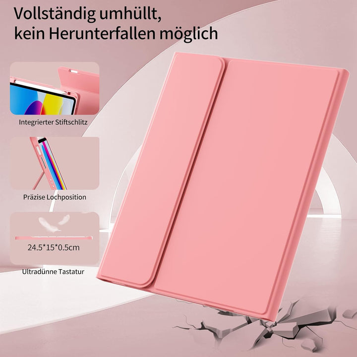 Hülle mit Tastatur für iPad A16 2025 / iPad 10. Generation 2022, RGB Bluetooth Magnetische Tastatur,