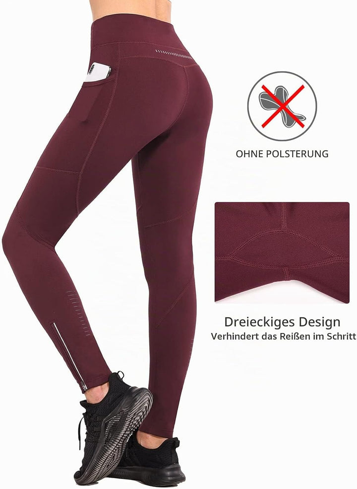 baleaf Thermoleggings Winter Damen Fahrradhose Lang mit Reissverschluss Warm Gefüttert Jogginghose R