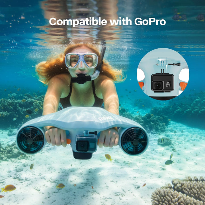 Asiwo Unterwasserscooter Tauchscooter Manta 2 mit Starker Schub,Seascooter mit mit Action Kamera Hal