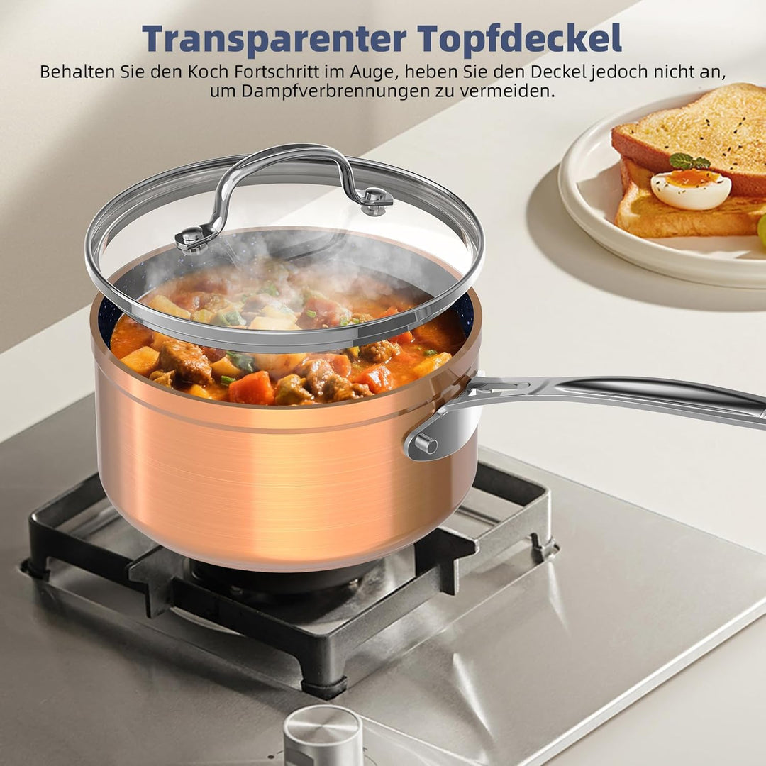 Nuwave Topfsets Pfannenset 12-Teilig Antihaft- Keramik von G10 Duralon Blue, Kochtöpfe mit Topfdecke